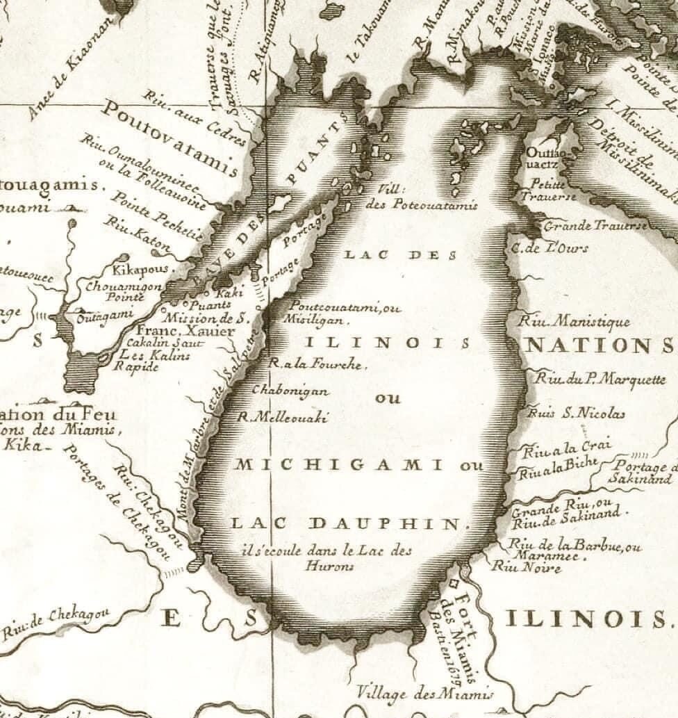 1688 Coronelli map naming Chekagou