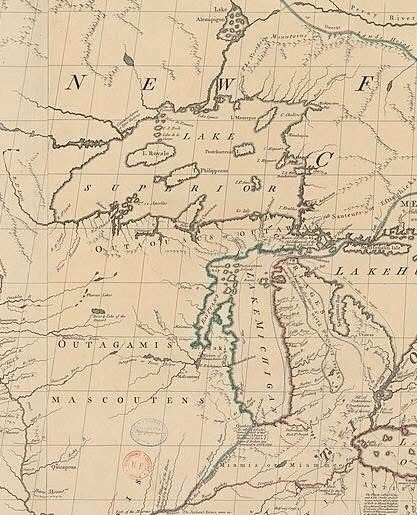1775 John Mitchell map of British and French Dominions in North America