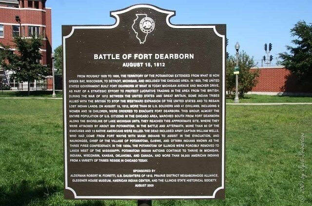 Battle of Fort Dearborn Site memorial plaque