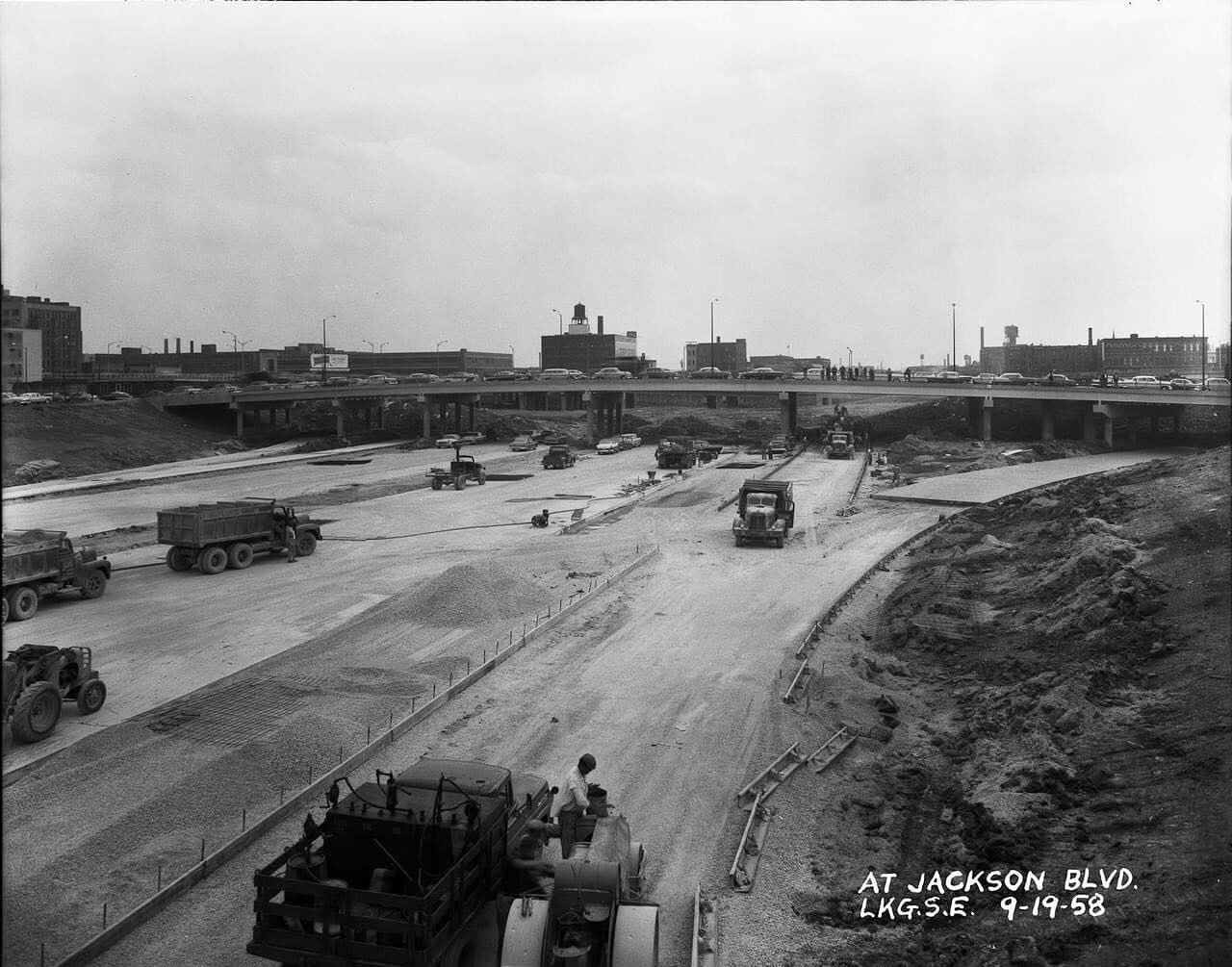Kennedy Expressway under construction, 1958