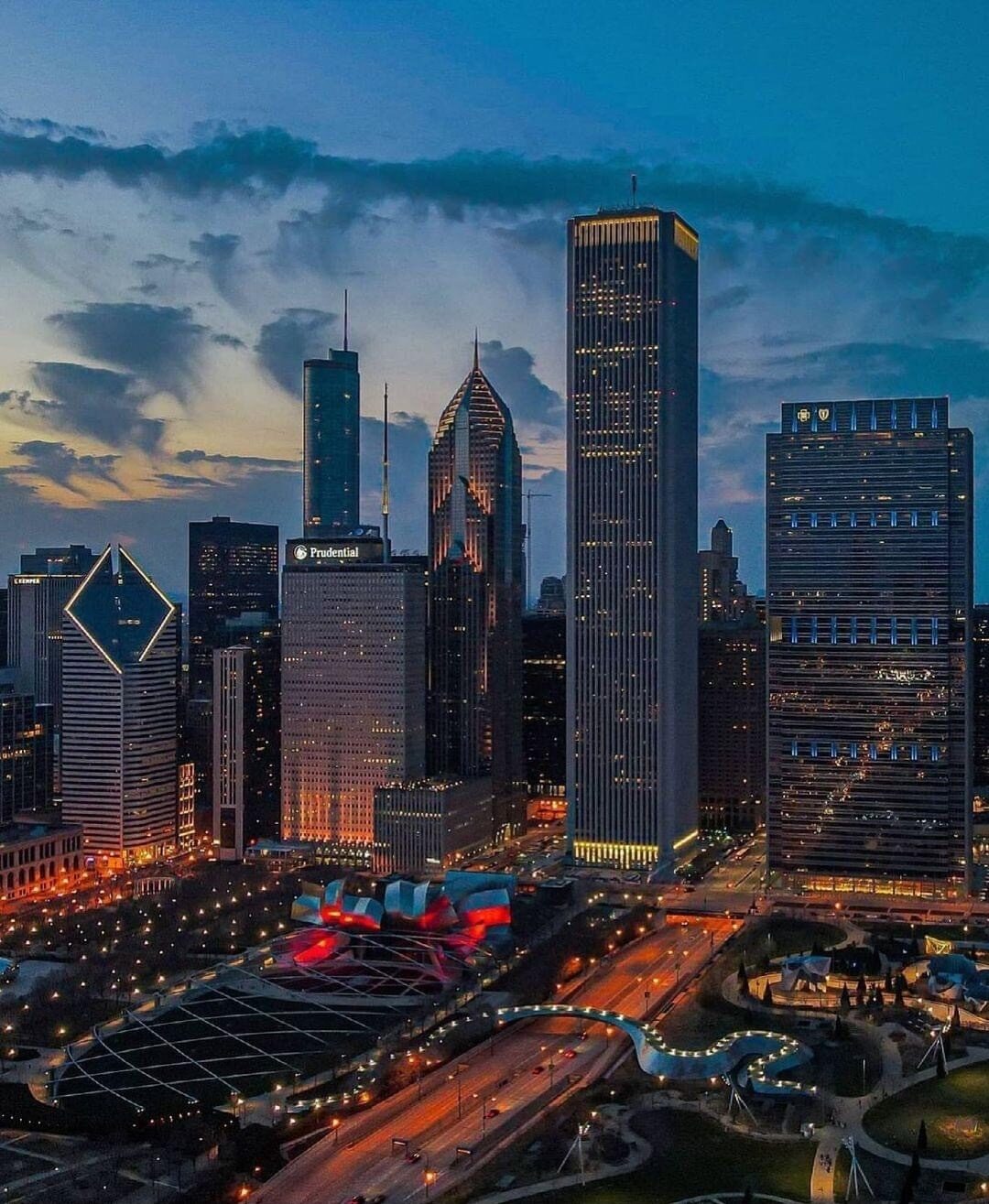 Aerial view of Millennium Park, 2023