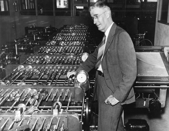 Vannevar Bush with Differential Analyzer, Aberdeen Proving Grounds WWII