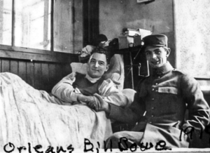 3/7/1918 ?WB?Hospital?Orleans?FR?William J. Bowe, Sr. a été amputé de la moitié avant du pied gauche après un accident de train de transport de troupes.