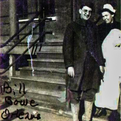 Bill Bowe with Nurse Marie Loisley as he leaves Orleans, France hospital after recovering from foot amputation