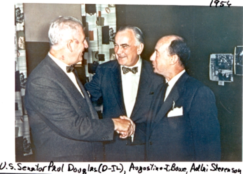 Senator Paul Douglas, Augustine J. Bowe, Presidential Candidate Adlai Stevenson 1956