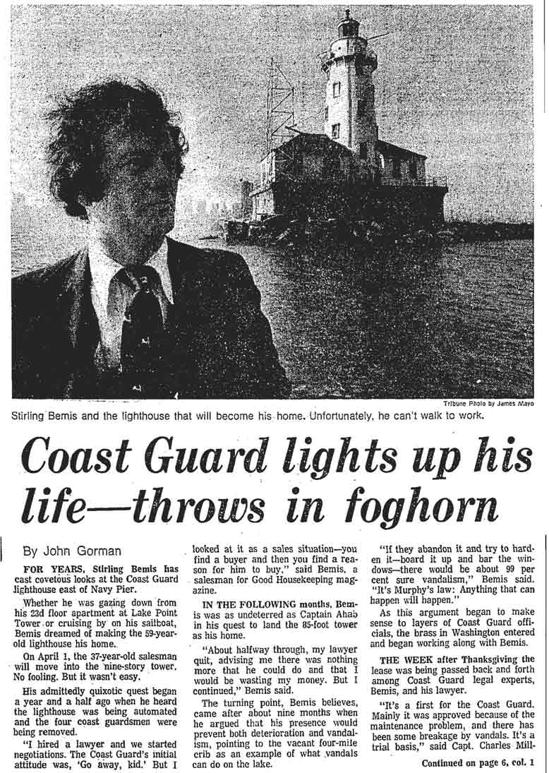 Chicago Harbor Lighthouse Tribune Article