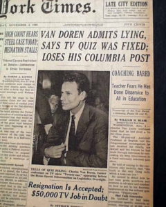 Van Doren, Charles NY Times Frontpage1