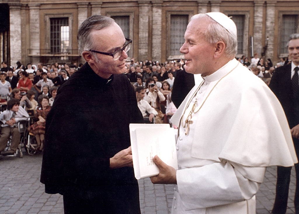 Father Theodore E. Tack and Pope John Paul II in Vatican City