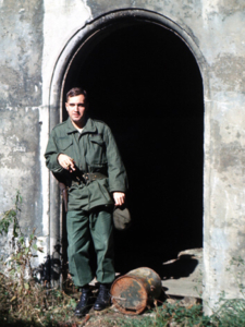 9/10/68WJBFort McHenryBaltimoreMDPortrait: Bill Bowe on Viet Cong interrogation exercise at ruined revetments 1968