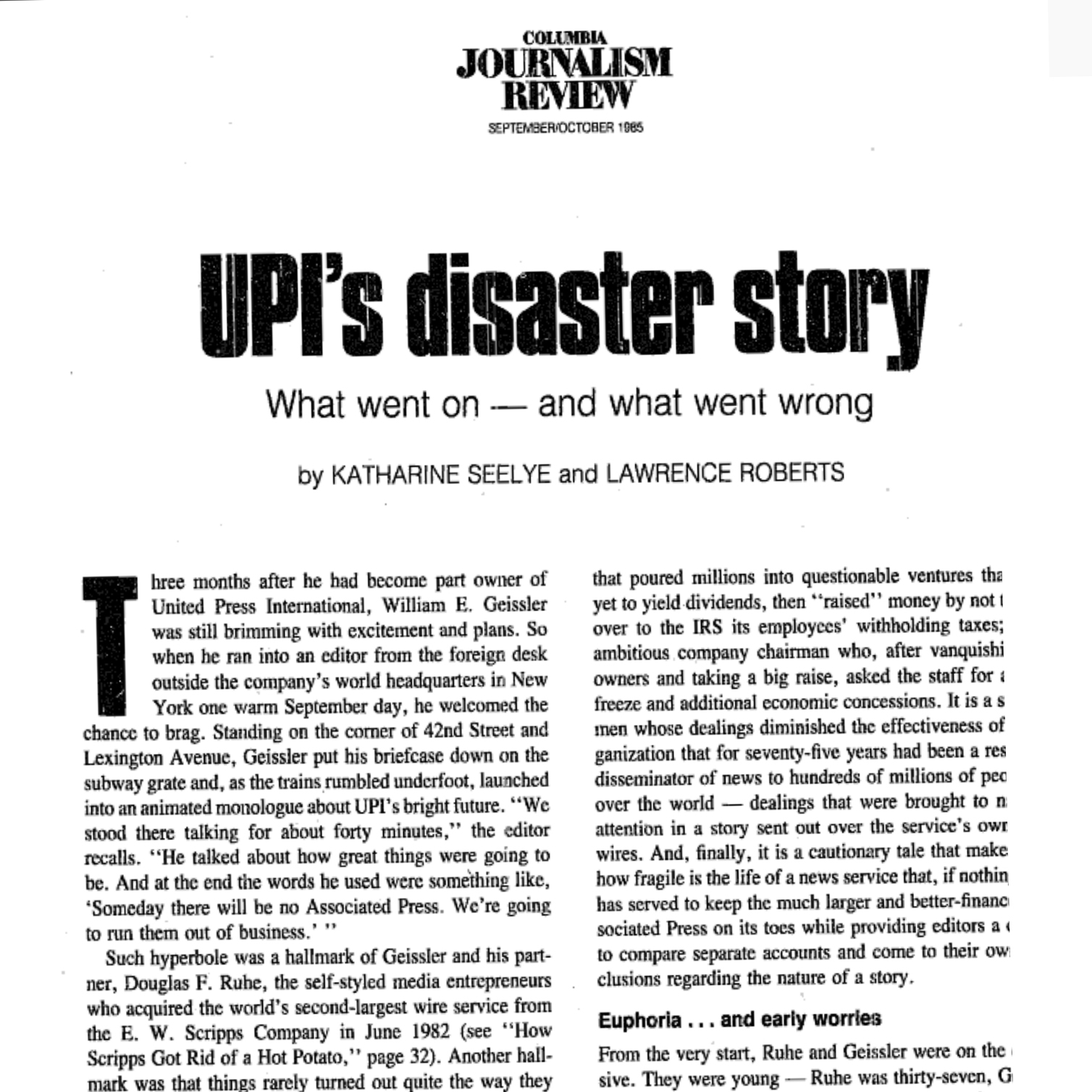 Copie de l'histoire de la catastrophe de l'UPI