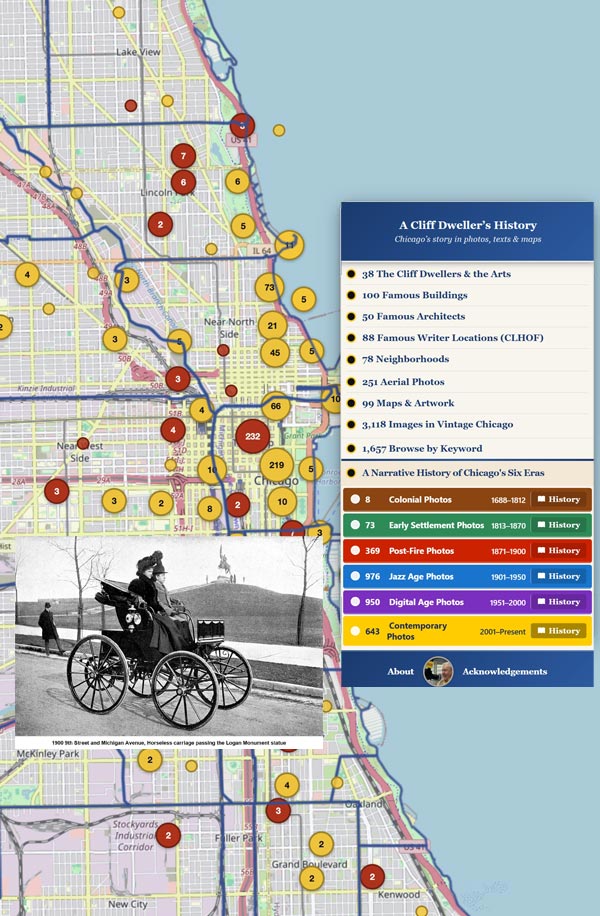 Vintage Chicago Map with key