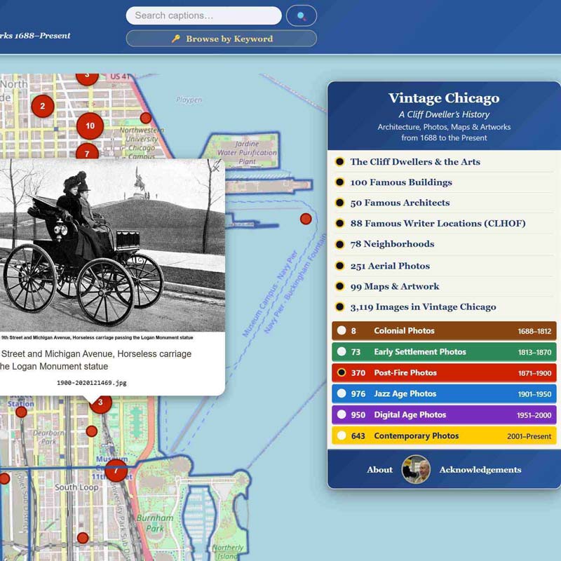 Vintage Chicago map and key