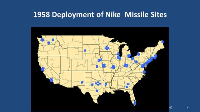 Diapositive 2 : Déploiement des sites de missiles Nike en 1958