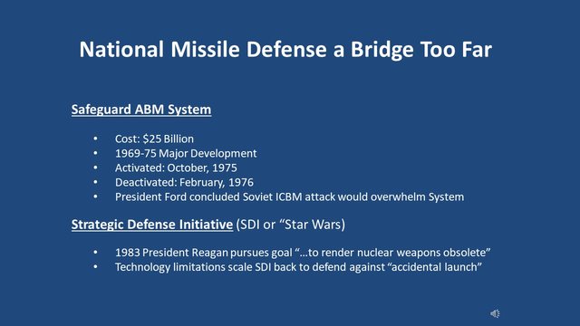 Diapositive 10 : La défense antimissile nationale, un pont trop loin