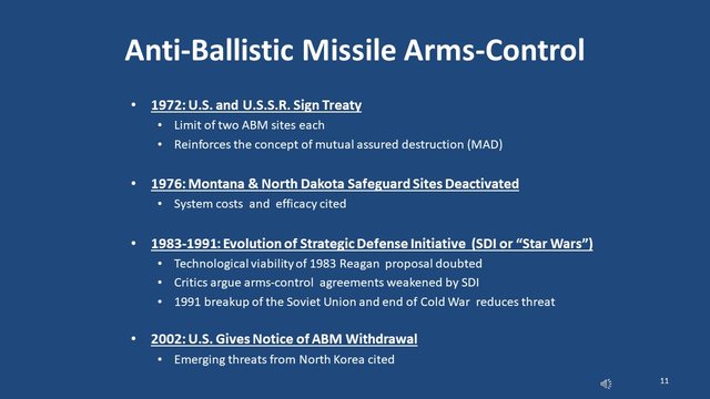 Diapositive 11 : La maîtrise des armements antimissiles balistiques