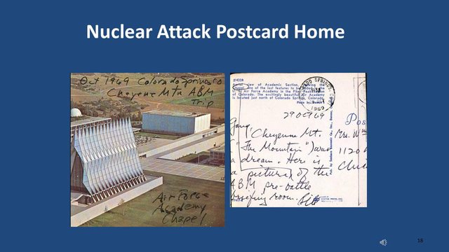 Diapositive 18 : Carte postale d’attaque nucléaire envoyée à la maison