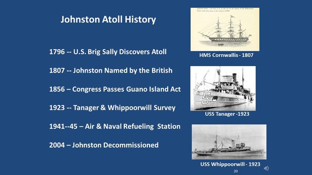 Diapositive 20 : Histoire de l’atoll Johnston