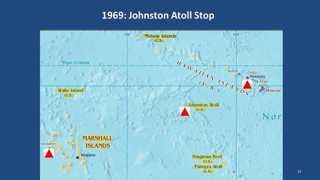 Diapositive 27 : 1969 : escale à l’atoll Johnston